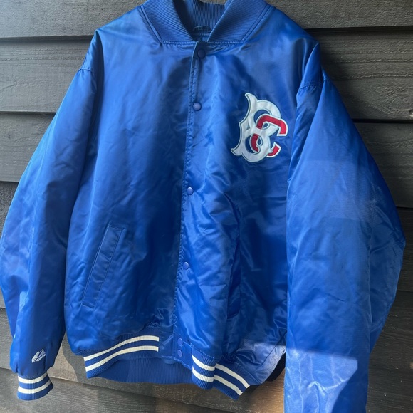 NICE Vintage Brooklyn Cyclones size XL Majestic Satin Jacket Blue